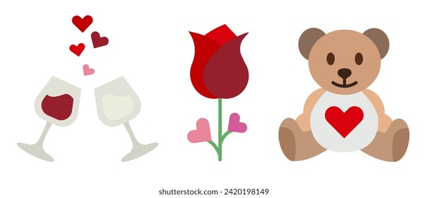 Romantic symbols. Romance icons. Set of elements for Valentine's Day. EPS 10.