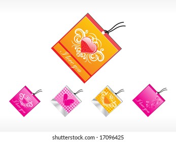 romantisches Etikett mit Herz-Logo-Set, Illustration