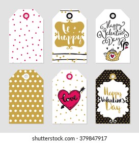 Romantic tags collection. Vector hand drawn set of love theme.