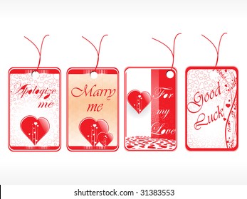 romantic tags with hearts set in red