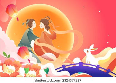 Romantic Tanabata Cowherd and Weaver Girl Magpie Bridge Meeting