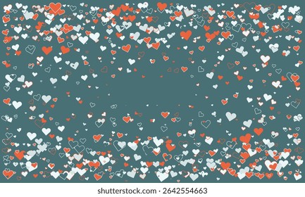 Romantische teal achtergrond versierd met een vlaag van rode en witte harten, perfect voor Valentijnsdag, geliefde thema ontwerpen, of feestelijke aankondigingen.