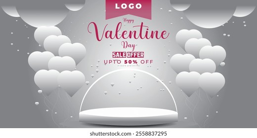 Romantic Template design for celebrating valentine's Day on 14 February. Wallpaper, poster, sticker, banner, card, facebook cover.Happy Valentines Day 
 sale post vector illustration.