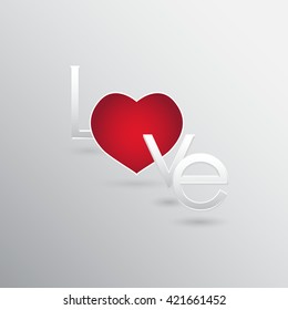 Romantic text love with heart. Vector Love Heart