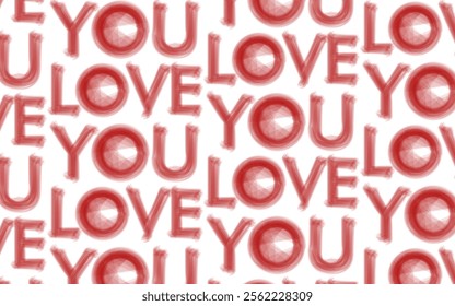 Romantic texture with "Love You" text. Ideal for Valentine's greetings, wrapping paper, and fabric prints
