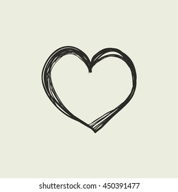 Romantic theme. Figure heart on his hands. sketch Love. flat vector for your design