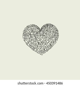 Romantic theme. Figure heart on his hands. sketch Love. flat vector for your design