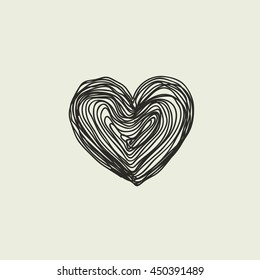 Romantic theme. Figure heart on his hands. sketch Love. flat vector for your design