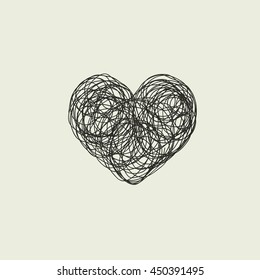 Romantic theme. Figure heart on his hands. sketch Love. flat vector for your design