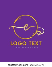 A romantic theme and an incredibly elegant style letter type C logo template, Vector logo for business and company identity