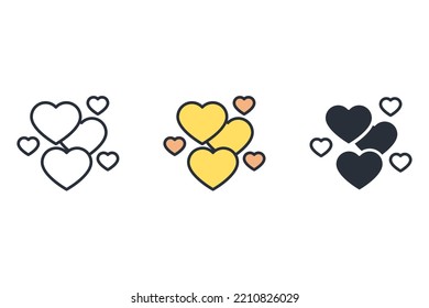 romantic thin line icons. Vector illustration isolated on white. Editable stroke.