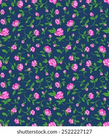 Romantic tiny rose print. Floral seamless pattern. Design for fashion textiles, fabric, print, graphics, backgrounds and crafts.