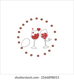 Romantic Toast Illustration with Champagne Glasses and Hearts
Minimalist Line Art of Hands Toasting Champagne
Elegant Valentine's Day Toast Artwork with Hearts