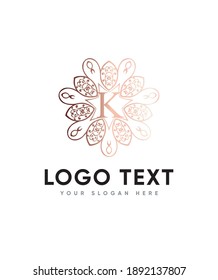 A romantic touch and beautiful decorative monogram letter type K logo template, Vector logo for business and company identity 