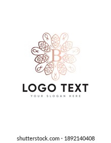 Un toque romántico y bello diseño decorativo del logotipo de letra monográfica tipo B, logotipo vectorial para la identidad empresarial y de la empresa 