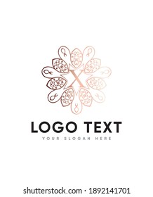 Un toque romántico y bello diseño decorativo tipo de letra monograma X plantilla de logotipo, logotipo vectorial para identidad empresarial y de empresa 
