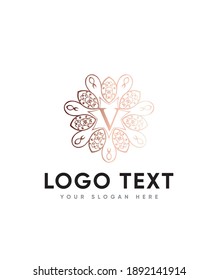 A romantic touch and beautiful decorative monogram letter type V logo template, Vector logo for business and company identity 