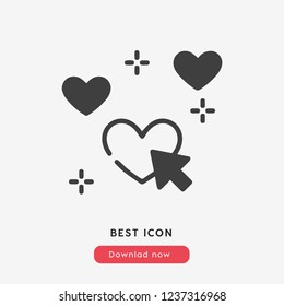 Romantic touch icon vector. Hearts symbol. Linear style sign for mobile concept and web design. touch symbol logo illustration. vector graphics - Vector.