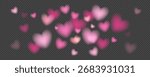 Romantic transparent background banner with floating pink hearts in bokeh style. Perfect for overlays, photo editing, Valentines Day projects, and digital graphics