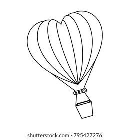 romantic travel in balloon air hot with heart shaped