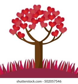 romantic tree hearts lovely design