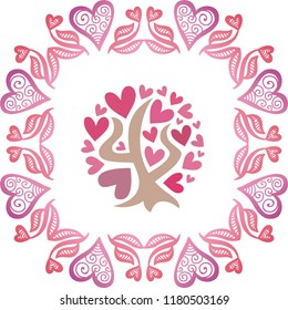 Romantic tree of hearts. Vector illustration