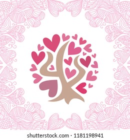 Romantic tree with hearts. Vector illustration