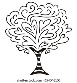 Romantic tree with hearts. Vector illustration.