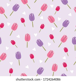 Romantischer Tulip Nahtloses Muster Vector floraler Hintergrund 