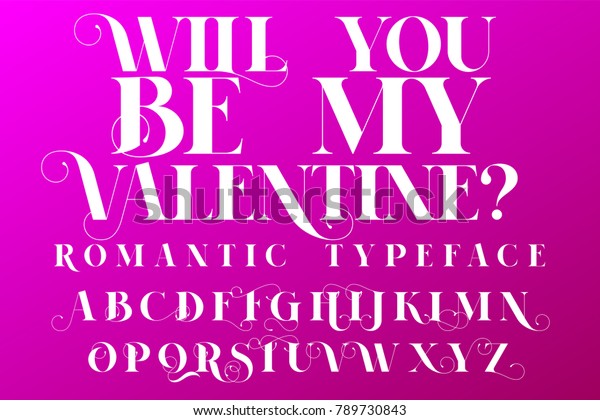 Romantische Schrift Valentinstag Einladung Schriftart Schriftbild Stock Vektorgrafik Lizenzfrei