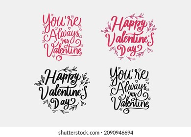 romantic typography for valentines day. hand lettering romantic word. isolated vector design. greeting card