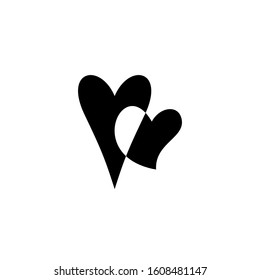 Romantic unpainted hearts icon isolated on background. Love symbol. Happy valentines day and wedding design elements. Simple vector element illustration. Black and white version of the design.