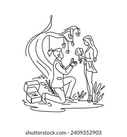 Romantic Valentine Date Flat Illustration Lovebirds Sharing Sweet Moments, Ideal for Web Designs and Print Projects