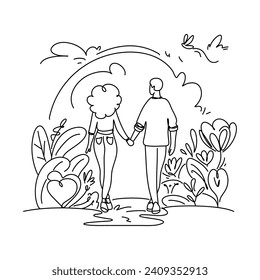 Romantische Valentindatbilustration - Lovebirds teilen süße Momente, ideal für Webdesigns und Druckprojekte