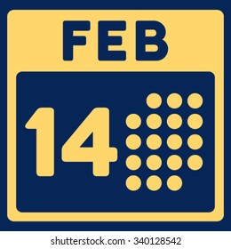 Romantic Valentine Date vector icon. Style is flat symbol, yellow color, rounded angles, blue background.