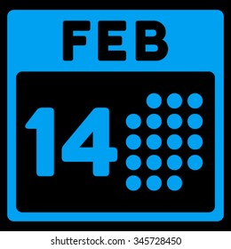 Romantic Valentine Date vector icon. Style is flat symbol, blue color, rounded angles, black background.