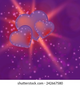 Romantic valentine day card with hearts. Vector illustration
