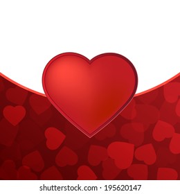 Romantic valentine day card with red heart 