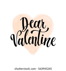 Romantic Valentine day card. Typographic poster with hand drawn quote. Lettering on heart transparent abstract background.