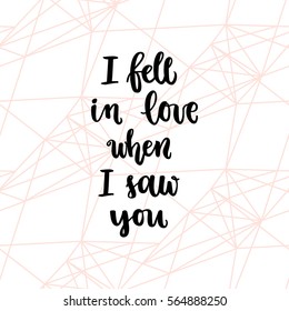 Romantic Valentine day card. Typographic poster with hand drawn quote. Lettering on abstract background.