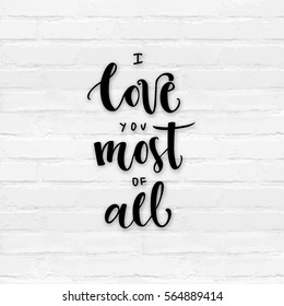 Romantic Valentine day card. Typographic poster with hand drawn quote. Lettering on abstract background.