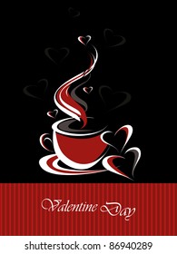 romantic valentine day concept background with hot coffee