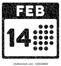 Romantic Valentine Day grainy textured icon for overlay watermark stamps. Flat symbol with dirty texture. Dotted vector black ink rubber seal stamp with grunge design on a white background.