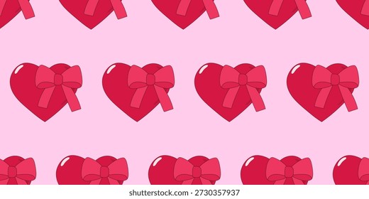 Romantic Valentine Day Seamless Pattern Background. Pink Decorative Gift Wrapping Paper Print. Wedding Wallpaper Design. Red Cartoon Heart Shape Element Bright Vibrant valentine's Day Holiday Greeting Seamless Background Swatch. Colorful Retro Design Element. Romantic Greeting Gift Wrapping Paper Red and Pink Retro Style Seamless Pattern background. Wedding Party Textile Print Swatch Art. 