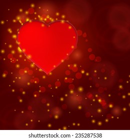Romantic valentine day shiny card with red heart 