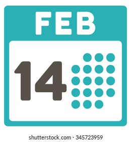 Romantic Valentine Day vector icon. Style is bicolor flat symbol, grey and cyan colors, rounded angles, white background.
