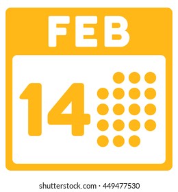 Romantic Valentine Day vector icon. Style is flat symbol, yellow color, rounded angles, white background.