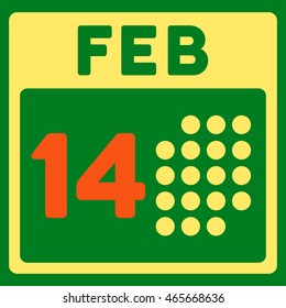 Romantic Valentine Day vector icon. Style is bicolor flat symbol, orange and yellow colors, rounded angles, green background.