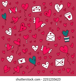 Romantic valentine elements collection for stickers, t-shirts, postcards. Trendy abstract design. Flat style vector illustration.



