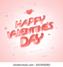 Romantic Valentine Hearts Background Floating with Happy Valentines Day Greetings. Vector Illustration